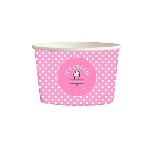 ΧΑΡΤΙΝΟ ΚΥΠΕΛΟ ΠΑΓΩΤΟΥ (6oz) - (DOT) (PINK) (50τεμ)