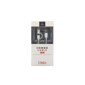 OSIO ΚΑΛΩΔΙΟ ΦΟΡΤΙΣΗΣ ΚΑΙ ΣΥΓΧΡΟΝΙΣΜΟΥ ΑΠΟ USB ΣΕ MICRO & TYPE C  (1m) - (ΛΕΥΚΟ) (OTU-495W)