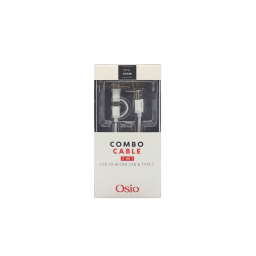 OSIO ΚΑΛΩΔΙΟ ΦΟΡΤΙΣΗΣ ΚΑΙ ΣΥΓΧΡΟΝΙΣΜΟΥ ΑΠΟ USB ΣΕ MICRO & TYPE C  (1m) - (ΛΕΥΚΟ) (OTU-495W)