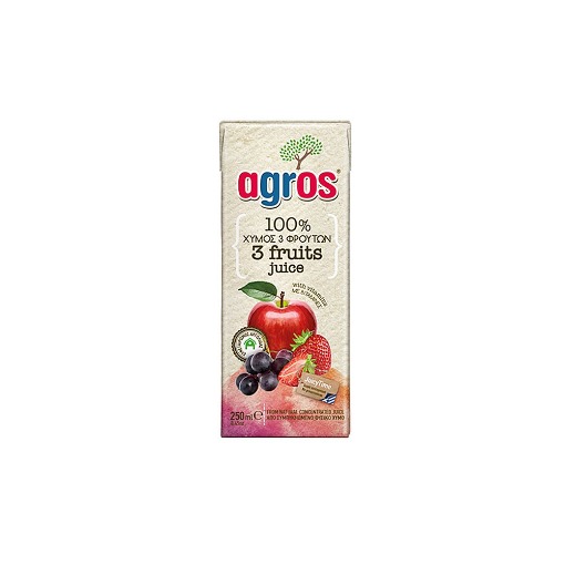 AGROS ΧΥΜΟΣ 250ml - (ΜΗΛΟ-ΣΤΑΦΥΛΙ-ΦΡΑΟΥΛΑ)