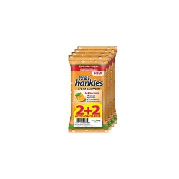 HANKIES ΥΓΡΑ ΜΑΝΤΗΛΑΚΙΑ 15ΤΜΧ - (ΠΟΡΤΟΚΑΛΙ) (2+2 ΔΩΡΟ)