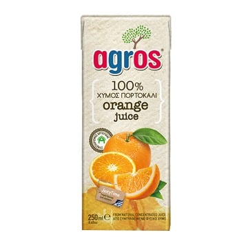 AGROS ΧΥΜΟΣ 250ml - (100% ΠΟΡΤΟΚΑΛΙ)