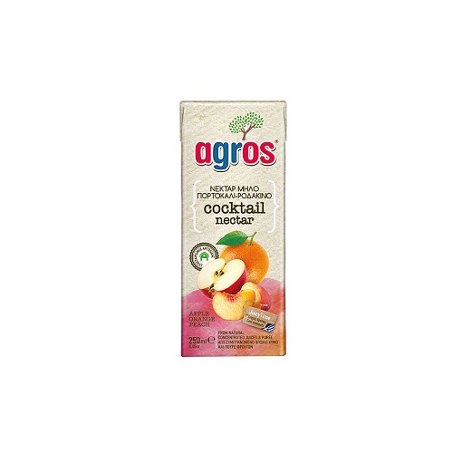 AGROS ΧΥΜΟΣ 250ml - (ΜΗΛΟ-ΠΟΡΤΟΚΑΛΙ-ΡΟΔΑΚΙΝΟ)(3 ΦΡΟΥΤΑ ΚΟΚΤΕΙΛ)